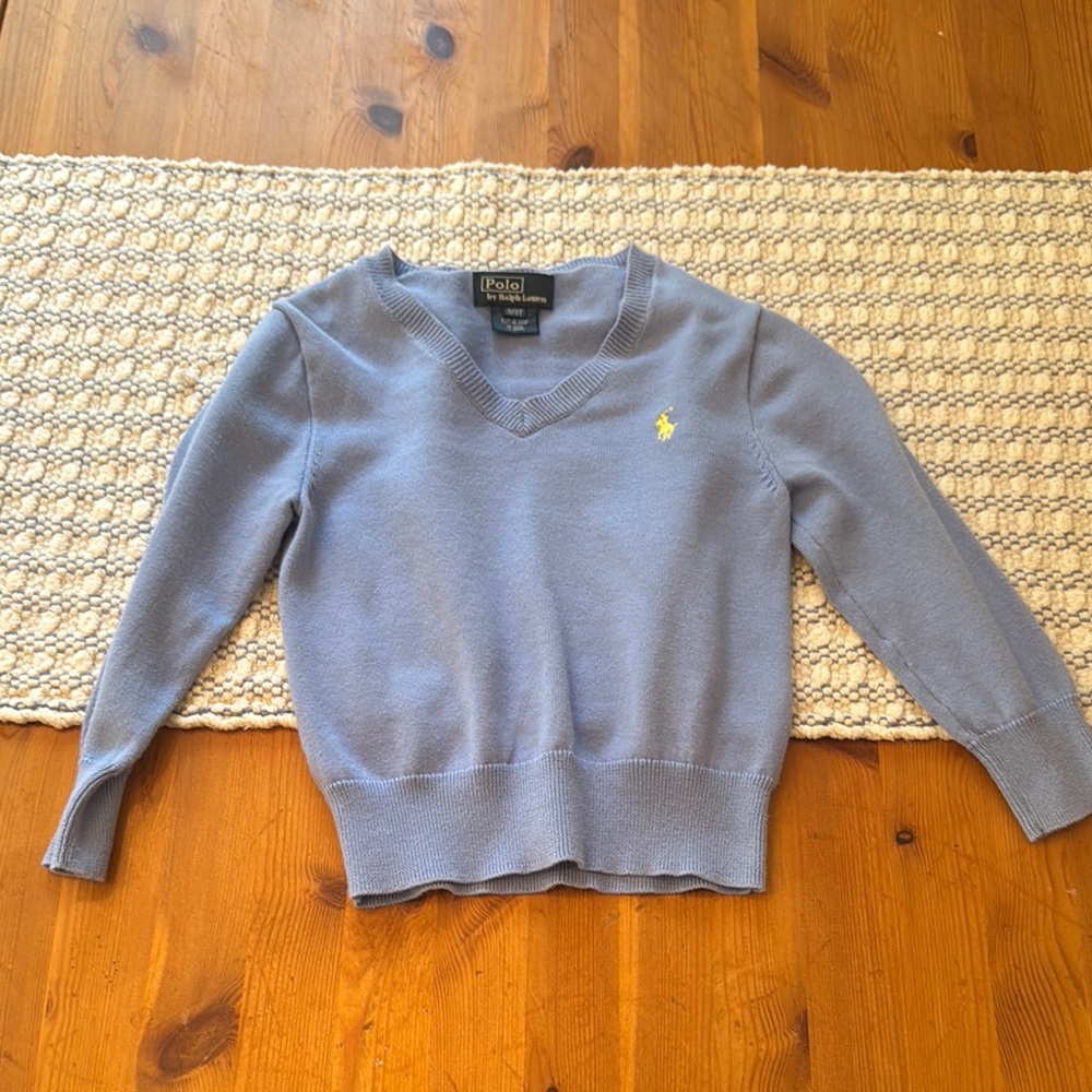 3T Polo Ralph Lauren Blue V-Neck Sweater